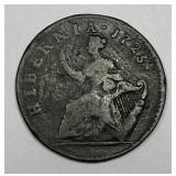 1723 Woods Hibernia Colonial Half Penny