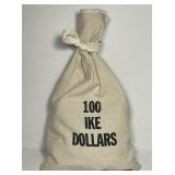 Canvas Bag of 100 Eisenhower IKE Dollars