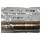 Roll (50) Mixed Date Proof Struck Lincoln Cents