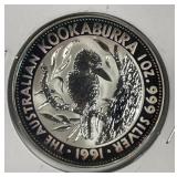 AUSTRALIA: 1991 $5 Silver Kookaburra 1 oz .999