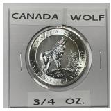 CANADA: 2015 $2 Silver HOWLING WOLF 3/4 oz .9999