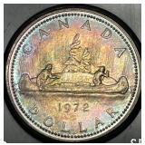 CANADA: 1972 Silver Voyageur Dollar Rainbow Toned
