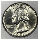 1958-D Washington Quarter Cracked Skull BU
