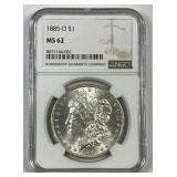 1885-O Morgan Silver $1 NGC MS62