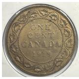 CANADA: 1918 Large Cent About Uncirculated AU