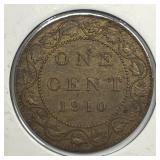CANADA: 1910 Large Cent About Uncirculated AU