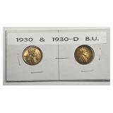 1930 P & D Lincoln Wheat Cent Pair Uncirculated