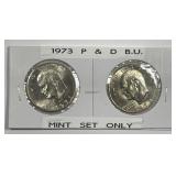 1973 P & D Eisenhower IKE $1 Mint Set Pair BU