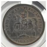 1863 Civil War Token First War Peace