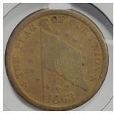 1863 Civil War Token Flag Of Union / DIX