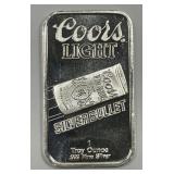 Coors Light SILVER BULLET Silver 1 oz Bar