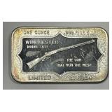 Winchester Model 1873 Rifle 1 oz Silver Art Bar