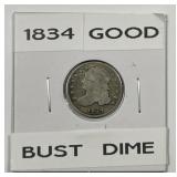 1834 Capped Bust Silver Dime Good G