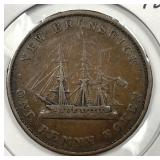 CANADA: New Brunswick 1843 Penny Bank Token VG