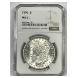 1890 Morgan Silver $1 NGC MS61