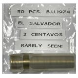 EL SALVADOR: 50 Pcs 1974 2 Centavos Uncirculated