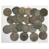 Lot of 25 Low End Large Cents