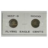 1857 & 1858 FLying Eagle Cent Pair