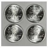 Four 1/4 oz .999 Silver Walking Liberty Design