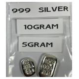 5 Gram & 10 Gram .999 Silver Poured Bars