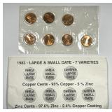 1982 Lincoln Cent 7-Coin Variety Set Uncirculated