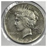 1921 Peace Silver $1 High Relief Very Fine VF