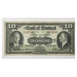 CANADA: 1935 $10 Bank Of Montreal Note XF/AU
