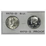 1970-D & 1970-S Kennedy Silver Half Pair