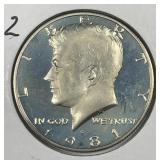 1981-S Kennedy Half Proof Type 2 PRF