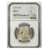 1939 Walking Liberty Silver Half NGC MS63