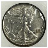 1942 Walking Liberty Silver Half AU