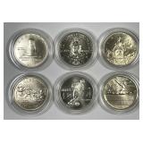 6 Different Modern Clad Commemorative UNC Halves