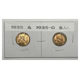 1935 P & D Lincoln Wheat Cent Pair Uncirculated