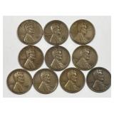 Ten 1931-D Lincoln What Cents in Very Fine Fine VF