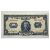 NETHERLANDS: 1943 Ten Gulden Currency Note