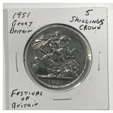 GREAT BRITAIN: 1951 Five Shillings Festival Crown