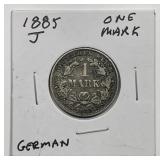 GERMANY: 1885-J Silver 1 Mark