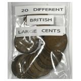 GREAT BRITAIN: 20 Different British Large Cents