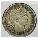 1908-D Barber Silver Quarter Very Good VG