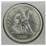 1856 Seated Liberty Silver Quarter AU details