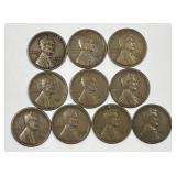 Ten 1924-S Lincoln What Cents in Fine