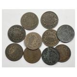 Lot of Ten Low End Two Cent Piece Type Coins