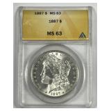 1887 Morgan Silver $1 ANACS MS63