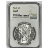 1898 Morgan Silver $1 NGC MS63