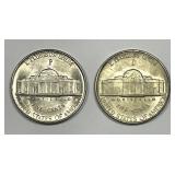 1943-P & 1945-D Silver Jefferson Nickel Pair UNC