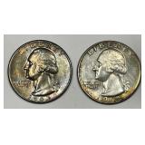 1963 & 1964 Washington Quarter UNC Pair Color