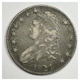 1824 Capped Bust Silver Half Very Fine VF