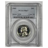 1962 Washington Silver Proof Quarter PCGS PR67