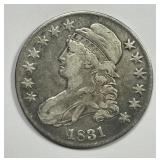 1831 Capped Bust Silver Half Fine F