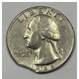 1966 Washington Quarter Clipped Planchet ERROR